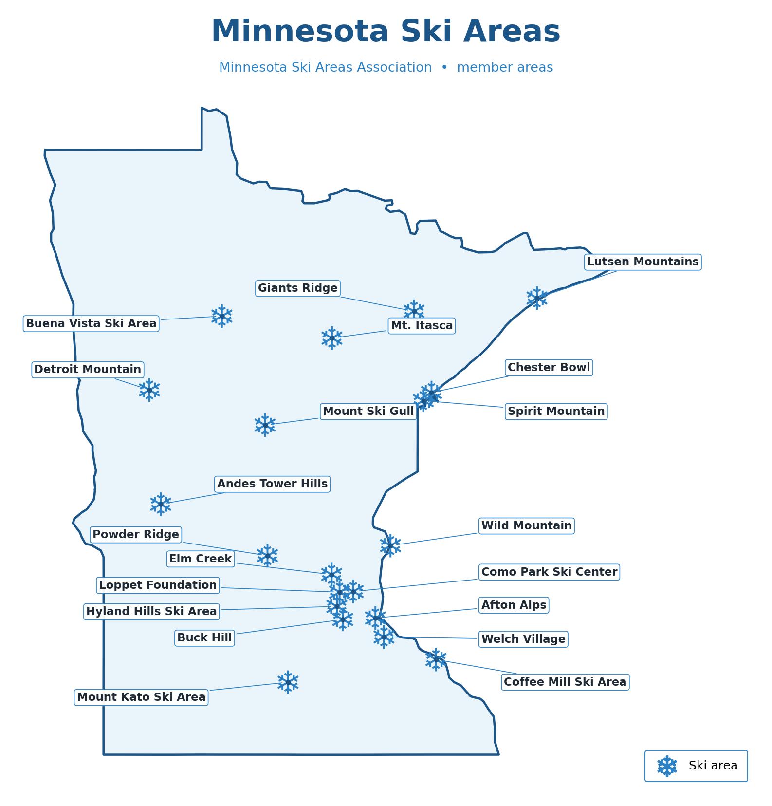 Map of Minnesota ski areas